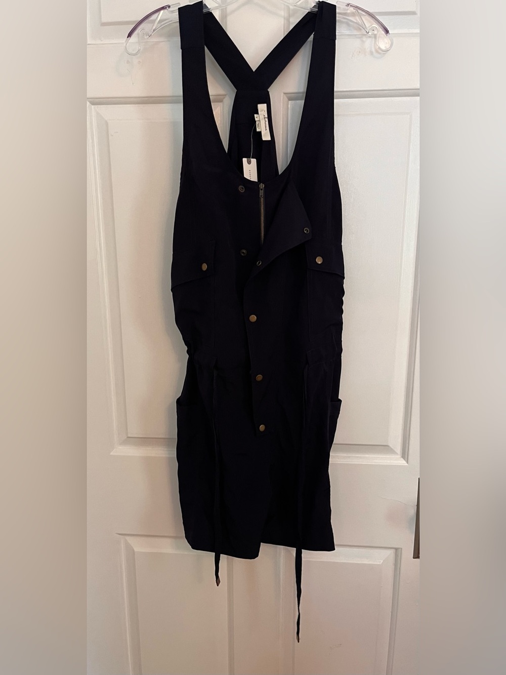 Anthropologie Dark Blue women’s zip front romper